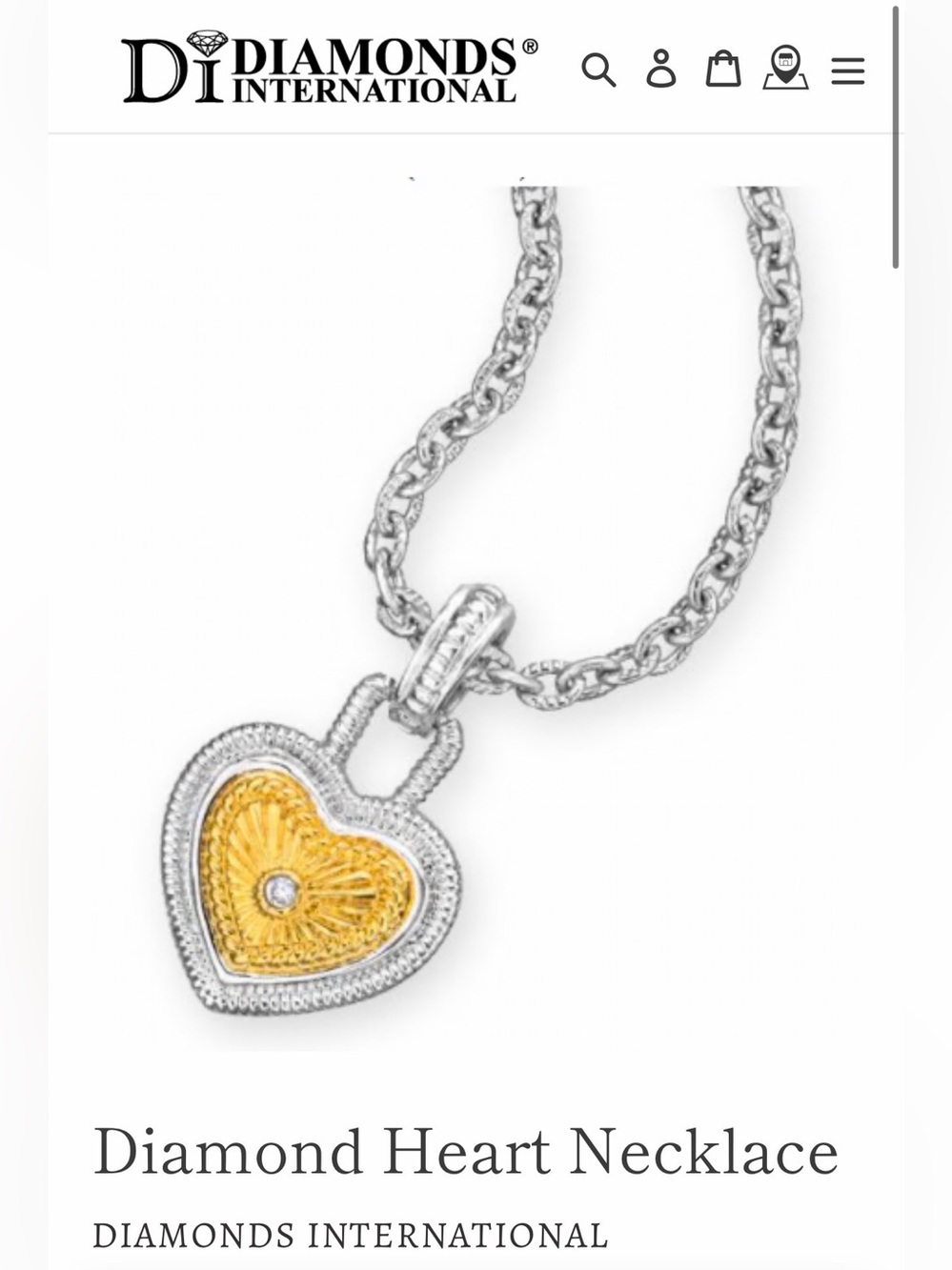 Two-Tone Heart Pendant Necklace — Gold and Silver